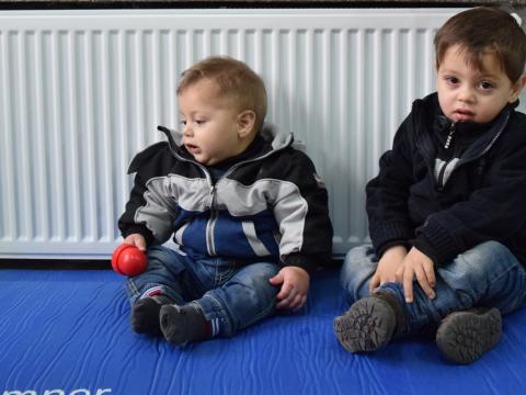 Ibrahim and Hamza in a World Vision child friendly space