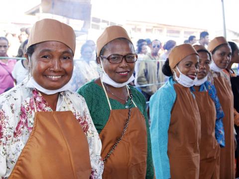 Participants of the cooking competition in Baucau Central Market