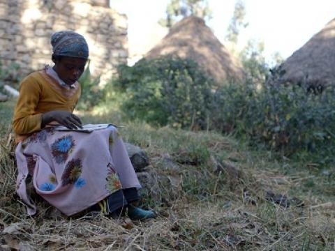 Sebile reads a book in Ethiopia Sebile reads a book in Ethiopia