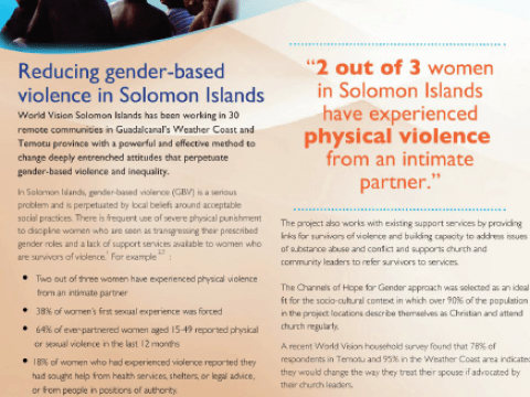 Solomon Islands Channels Of Hope Gender Phase 1 Evaluation | Faith And  Development | World Vision International