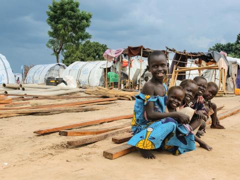 Displaced children in one of Juba's settlements