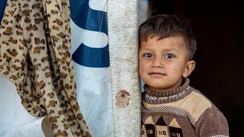 Syrian refugee boy refugee camp