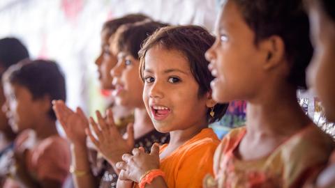 Rohingya children enjoy their time at World Vision’s Child-Friendly Space in Camp 13