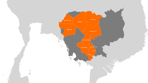 Cambodia highlighted within South East Asia