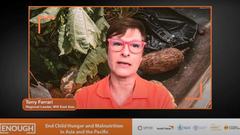 Terry Ferrari, Regional Leader of World Vision East Asia, kicked off APFSD side event on ENOUGH as an opportunity to listen to children who are agents of change and have the right to participate. 