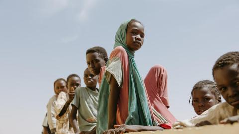 Children play at a World Vision safe space in Shearyia El Nakheel camp, North Darfur