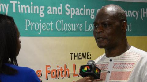 Dickens Thunde, National Director for World Vision International, Ghana being interviewed by journalists