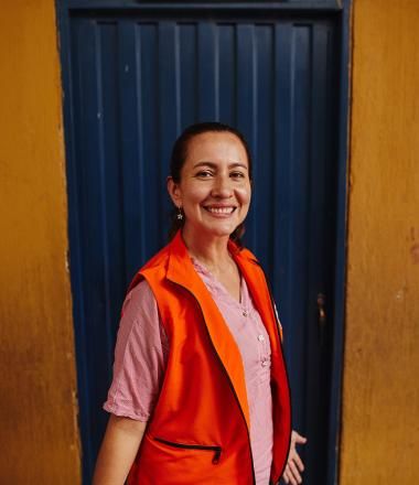 A World Vision Colombia employee smiles