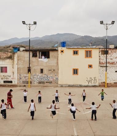 Children play in a park in Colombia