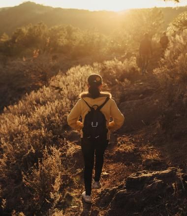 A girl in China walks down a path