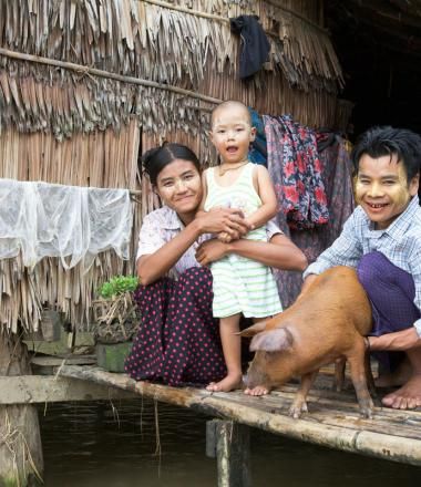 Livelihoods - family with pig