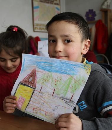 A child in a classroom