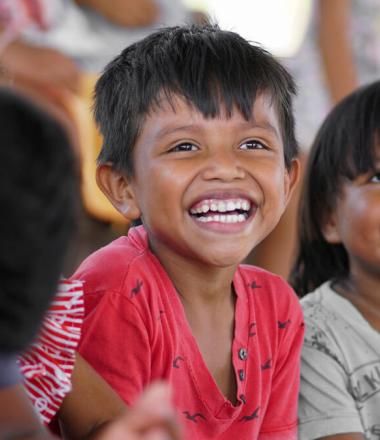 Two children smiling