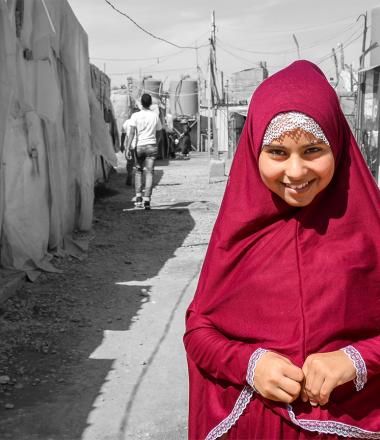 Young syrian girl in refugee camp in Jordan