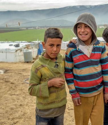 Syrian refugee children in a camp