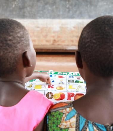 two children work on homework