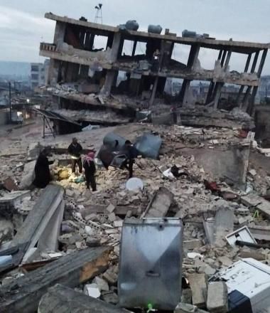 Rubble following the earthquake in Türkiye and Syria