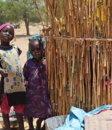 Children, women and elderly in makeshift tents without assistance fleeing war in Sudan