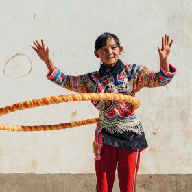 Girl with hula hoop