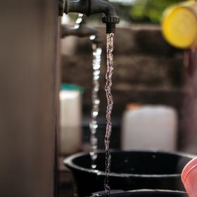 A faucet with clean water in Africa