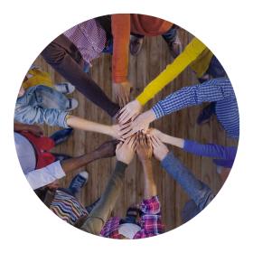 Hands working together