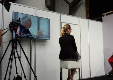 Agnes advocates for an end to violence at the European Development Days Agnes at the European Development Days