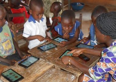 Teachers in Ghana use technology to help children learn in class Teachers in Ghana use technology to help children learn in class