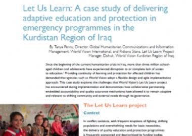 Let Us Learn: A case study of delivering adaptive education and protection in emergency programmes in the Kurdistan Region of Iraq