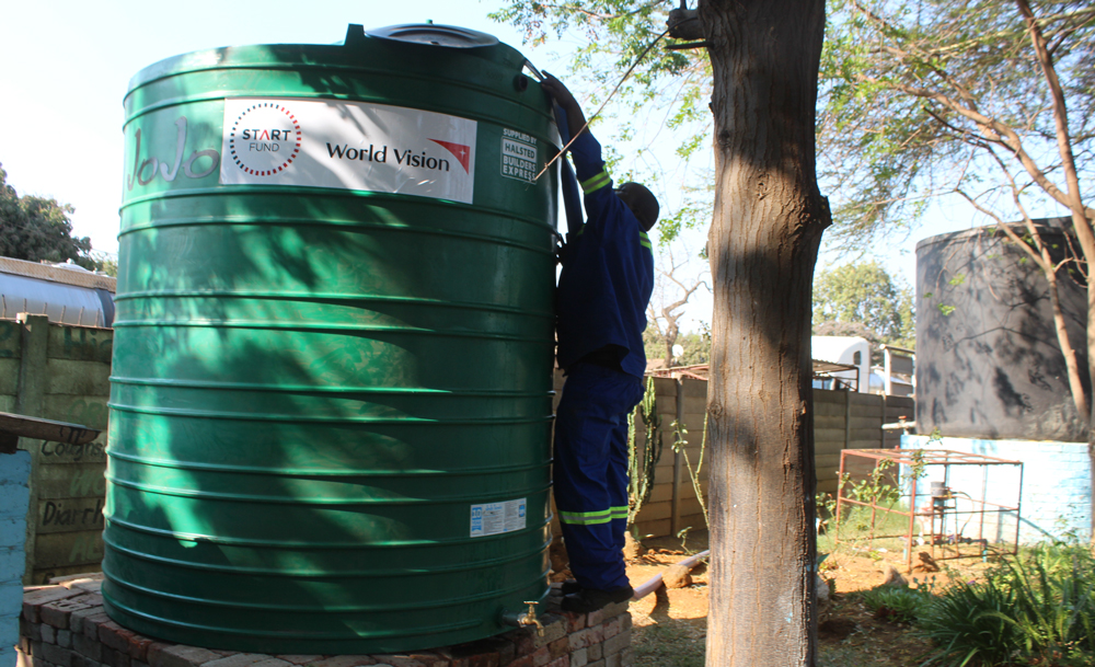 Fifteen schools have been provided with 5000-litre water tanks 